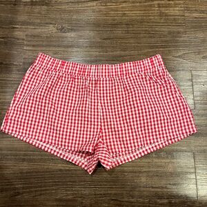 Edikted Red Gingham Athletic Lounge Shorts